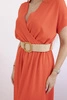 Long dress with a decorative belt dark orange