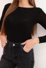 Women's cashmere blouse with a round neck and long sleeves black