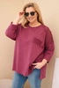 Moteriška Plus Size medvilninė palaidinė su spauda bordo
