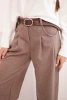 Women's pants with wide legs and a belt camel