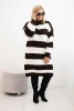 Plus Size striped women's sweater dress brown