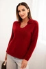 Damenpullover aus Baby-Alpaka mit Kragen und V-Ausschnitt bordeauxrot
