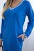 Šaty s vreckami a výstrihom do V chrpa modrá