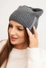 Women's winter wool hat with rhinestones K453 graphite