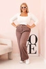 Damen Plus Size Hosen aus Viskose mit weitem Bein und elastischem Bund fango