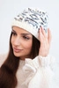 Women's wool winter hat with Norwegian pattern K354 white+gray