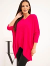 Sweter damski Plus Size z dekoltem V fuksja