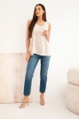 Women's cotton blouse with embroidery beige