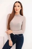 Women's cashmere turtleneck long sleeve blouse dark beige
