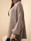 Oversize Damensweater mit Wollanteil, Rollkragen und weiten Ärmeln fango