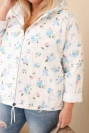 Dámská jarní bunda Plus Size s drobným květinovým vzorem modrá