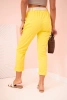Women's viscose trousers with belt and rolled up leg dark yellow