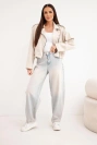 Damenjacke Wildleder Viskose mit asymmetrischem Reißverschluss beige