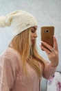 Čapica s fleece Karolina K243 ecru