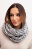 Women's thick melange wool winter wrap scarf KN24 gray + purple