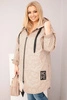Dámská bunda Plus Size prošívaná s kapucí a nápisem HOPE tmavě béžová