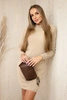 Sweater dress with a mock turtleneck alpaca dark beige