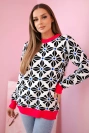 Geometrischer Motiv-Pullover weiß