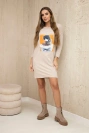 Šaty s 3D grafikou, béžová krajka