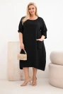 Dámské šaty Plus Size viskózové s kapsami krátký rukáv černá
