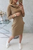 Kleid mit Kapuze und Taschen camel