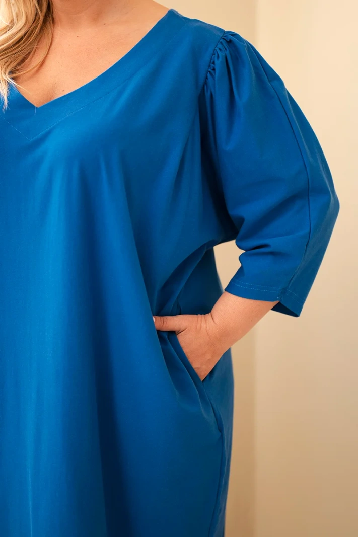Dámské šaty Plus Size s kapsami chrpově modrá