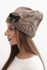 Women's winter hat with a decorative bow and braid weave K438 mocca