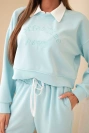 Women's set butter sweater with collar and straight pants mint