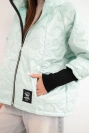 Women's spring quilted jacket with decorative embossing and a zipper mint