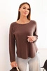 Sweterek damska z wiskozy z długim rękawem i okrągłym dekoltem mocca