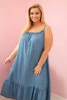 Plus Size women's dress with straps and ruffle denim