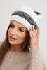 Women's winter wool hat with decorative knit K446 white + graphite
