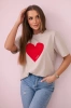 Cotton blouse with a heart print beige