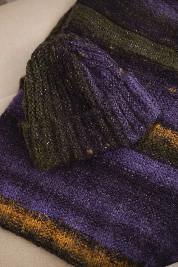 Ladies' winter set with mohair hat and scarf K501 khaki