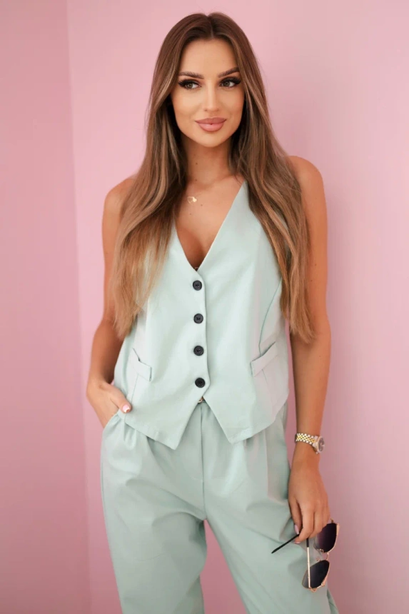 Set vesta + nohavice tmavá mäta