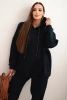 Damen-Fleece-Trainingsanzug aus Baumwolle mit Kapuze blau