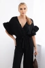 Jumpsuit tied at the waist with decorative sleeves black