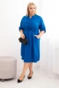 Moteriška suknelė iš viskozės Plus Size su mygtukais ir juosmeniu surišimu chabrowa