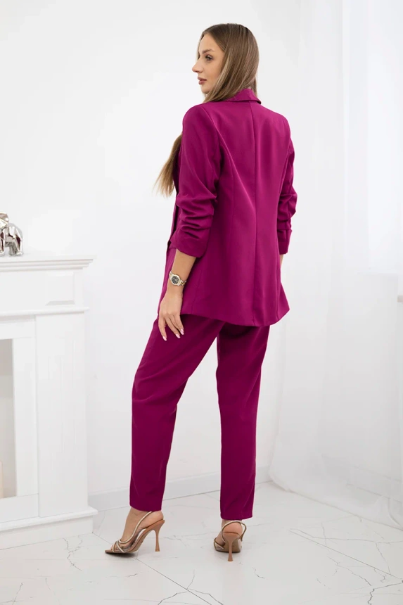 Elegant set of jackets and trousers plum
