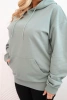 Women's Plus Size Loop Sweatshirt with Hood and Kangaroo Pocket dark mint