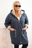 Plus Size women's jacket with a hood and pockets lined with fleece denim blue