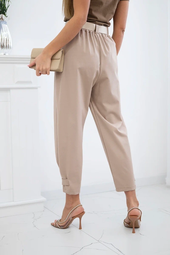 Summer Punto trousers with leg closure light camel