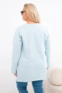 Bluzka damska Plus Size z dłuższym tyłem i długim rękawem ciemno miętowa