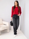 Women's sweater made of viscose with long sleeves and a round neckline burgundy