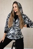 3-teiliges Moor Set Bluse, Top und Leggings grau + schwarz