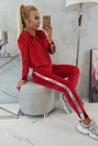 Velor set with decorative stripes red