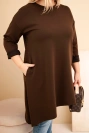 Plus Size women's dress made of viscose with a loose fit and long sleeves brown