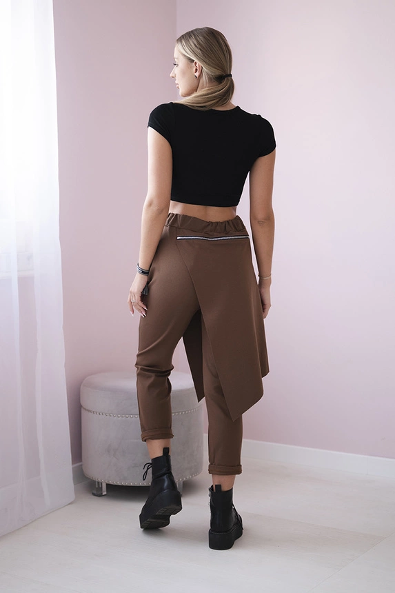 Punto Milano Winterhose mit dekorativem Reißverschluss braun