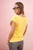 Women's cotton short-sleeve blouse with "Stay Wild" print yellow
