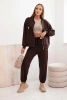 Damen-Set aus Viskose mit offener Jacke und Hose braun